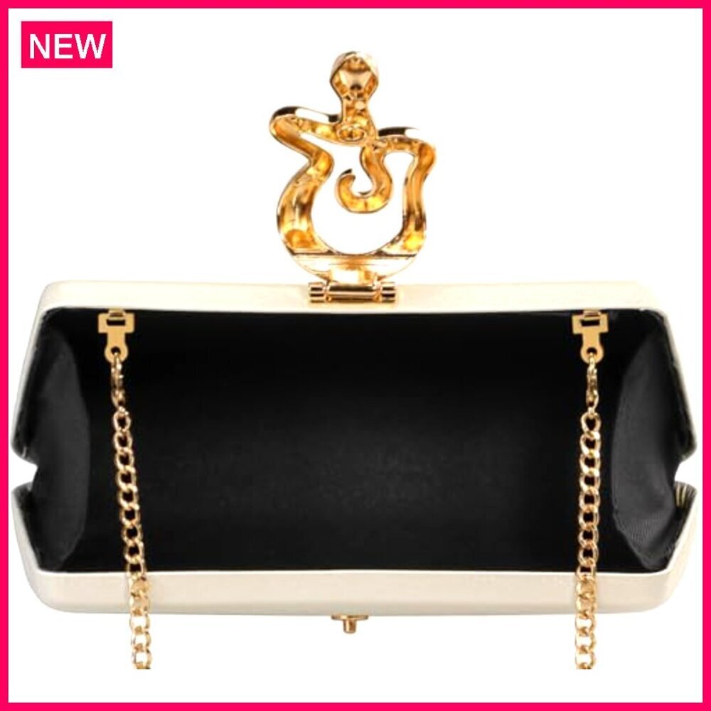 Formal Evening Clutch with Detachable Strap, Snake Clasp, Synthetic Leather - Picture 8 of 8